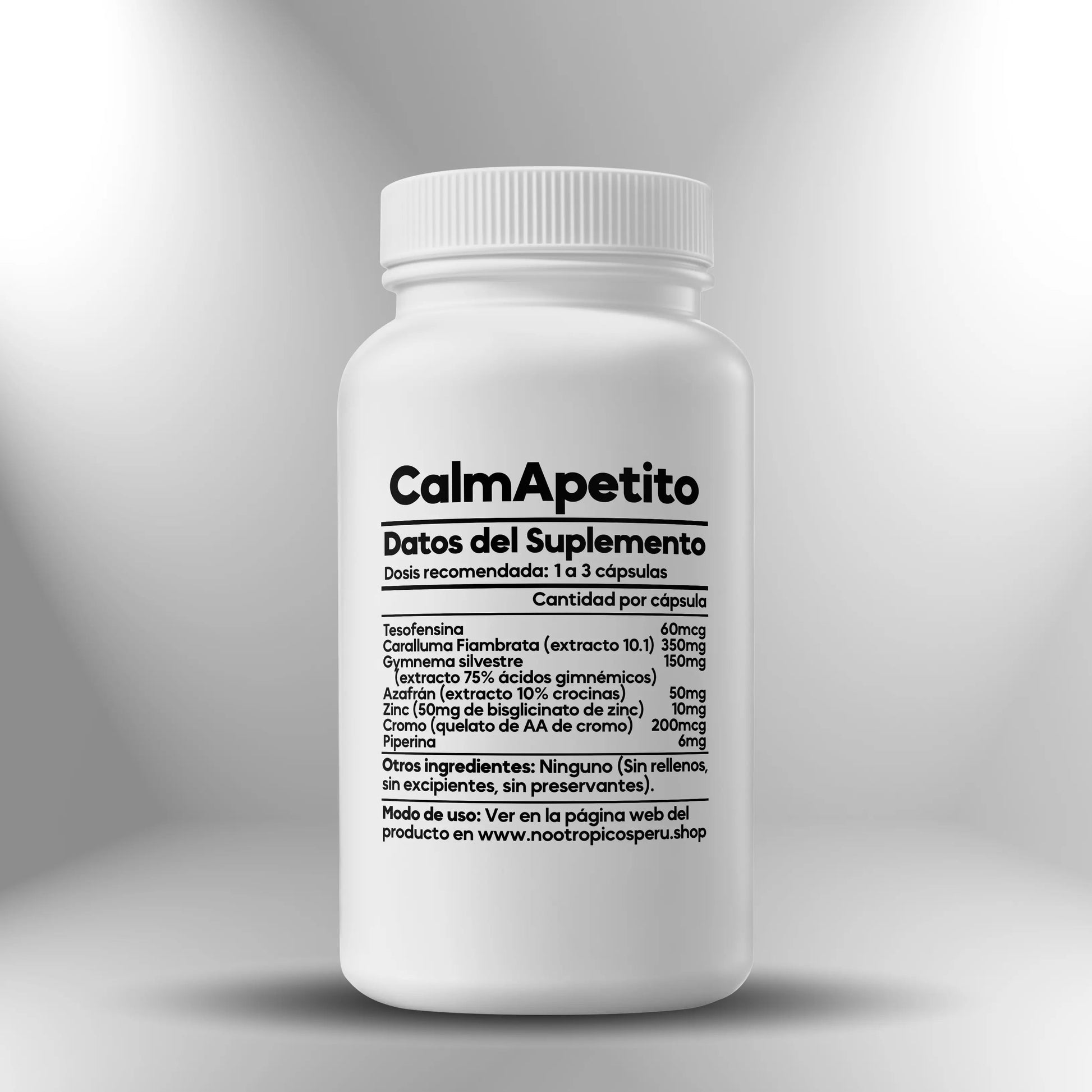 CalmApetito (calma impulsos alimentarios) con Tesofensina - 100 cápsulas Nootrópicos Perú