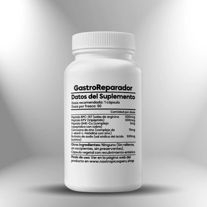 Gastro-Reparador (Péptidos BPC-157 + KPV + GHK-Cu) - 50 cápsulas Nootrópicos Perú