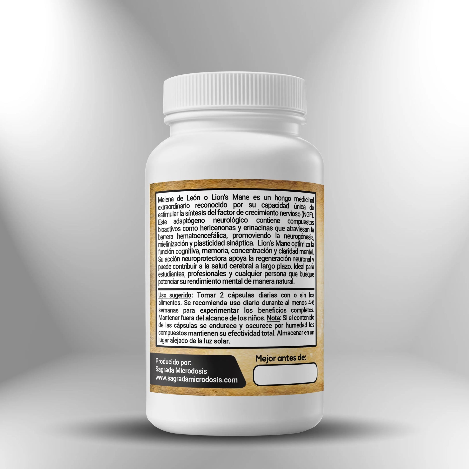 Lion's Mane (extracto de micelio de Melena de León) 600mg ► 100 cápsulas Sagrada Microdosis