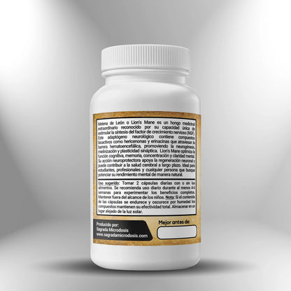 Lion's Mane (extracto de micelio de Melena de León) 600mg ► 100 cápsulas Sagrada Microdosis