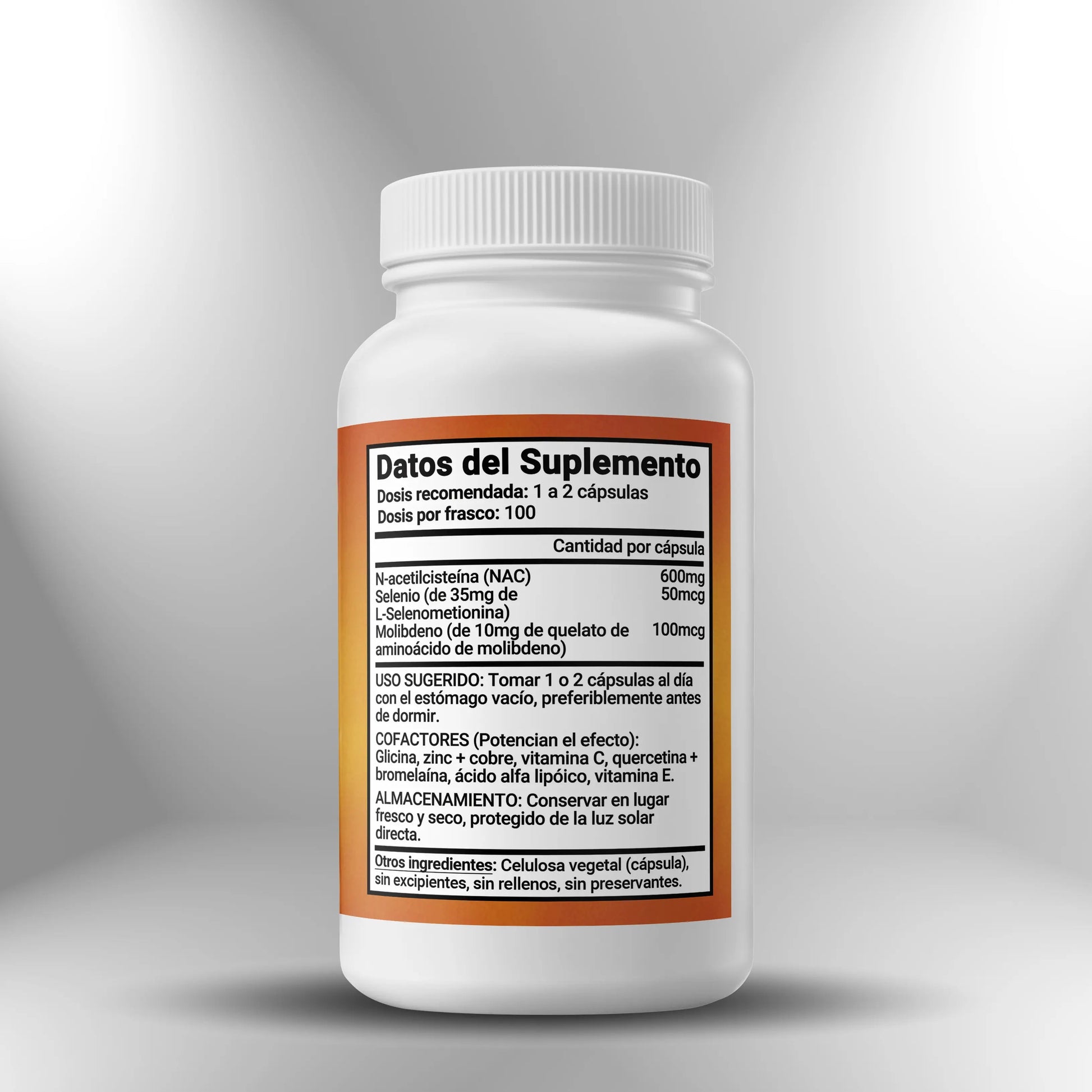 NAC (N-Acetil-Cisteína) + Zinc + Molibdeno - 90 cápsulas Sagrada Microdosis