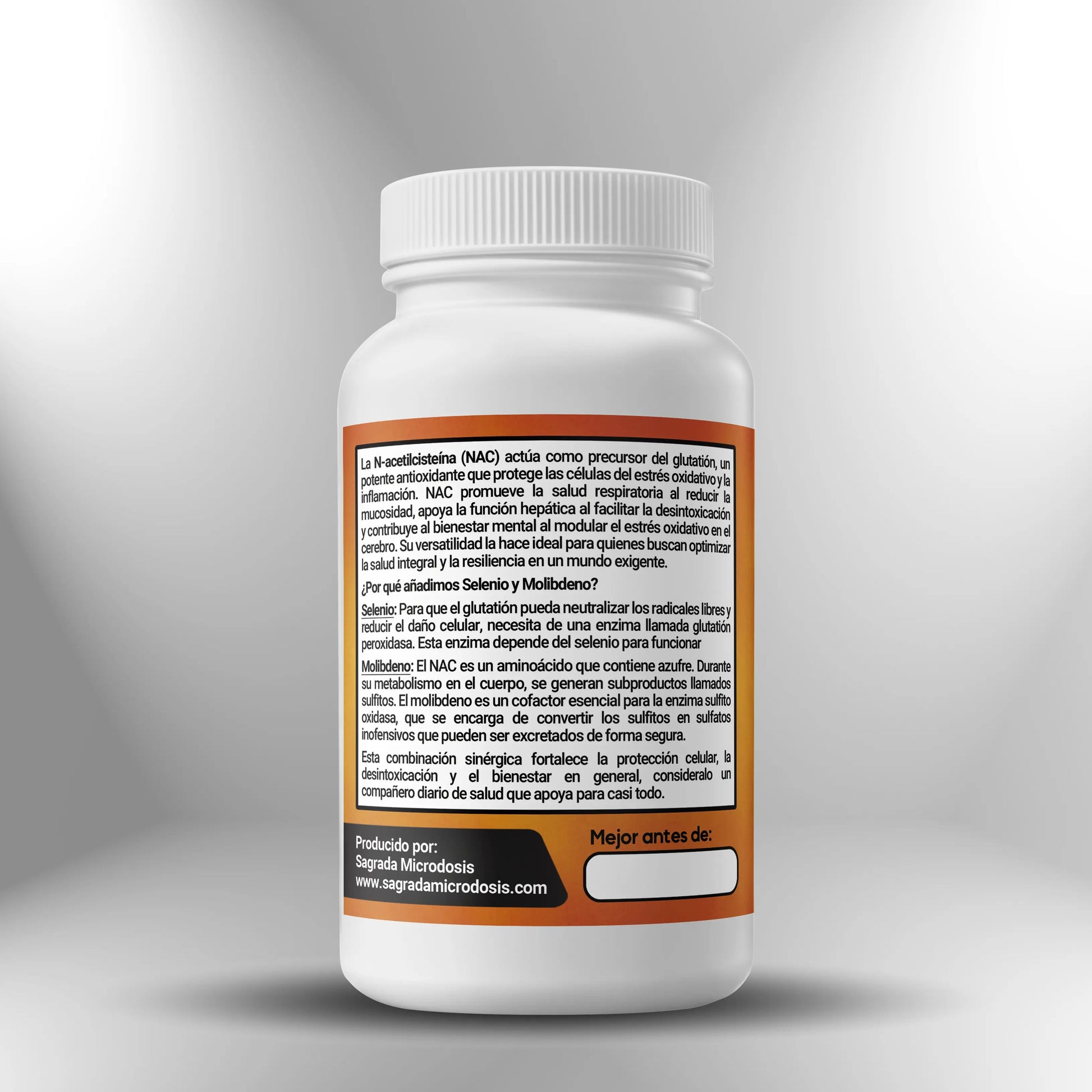 NAC (N-Acetil-Cisteína) + Zinc + Molibdeno - 90 cápsulas Sagrada Microdosis