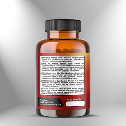 Pain Support (Palmitoiletanolamida): Apoyo para dolor crónico  500mg - 90 cápsulas Sagrada Microdosis