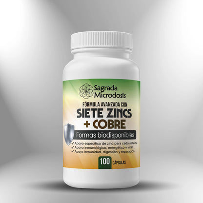 Siete Zincs + Cobre (50mg Zinc elemental) - 100 cápsulas Nootrópicos Perú